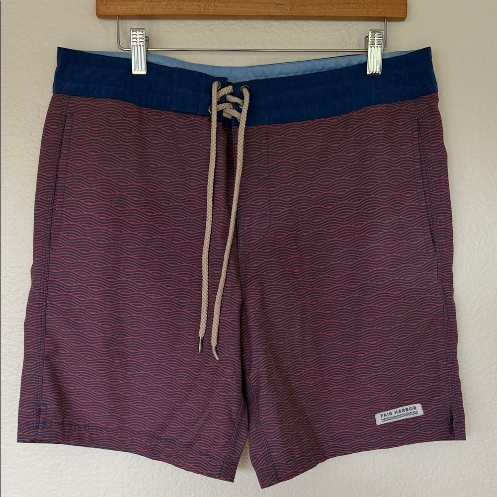 Fair Harbor Blue and Red Swim Shorts